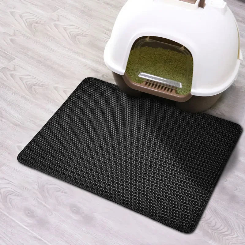 Non-Slip Waterproof Cat Litter Mat – Double Layer & Washable