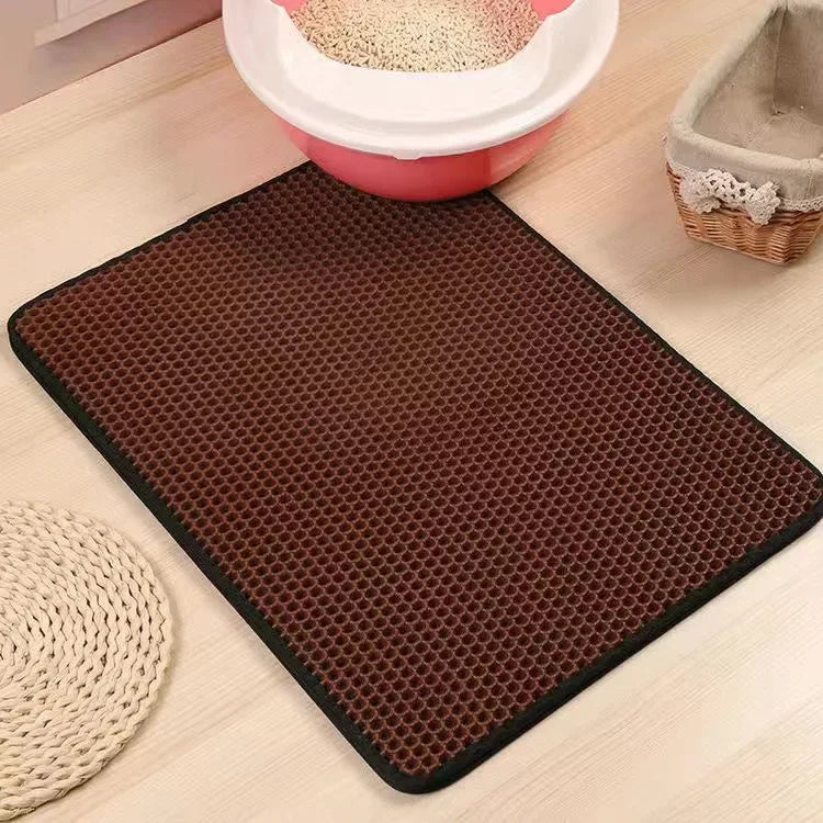 Non-Slip Waterproof Cat Litter Mat – Double Layer & Washable