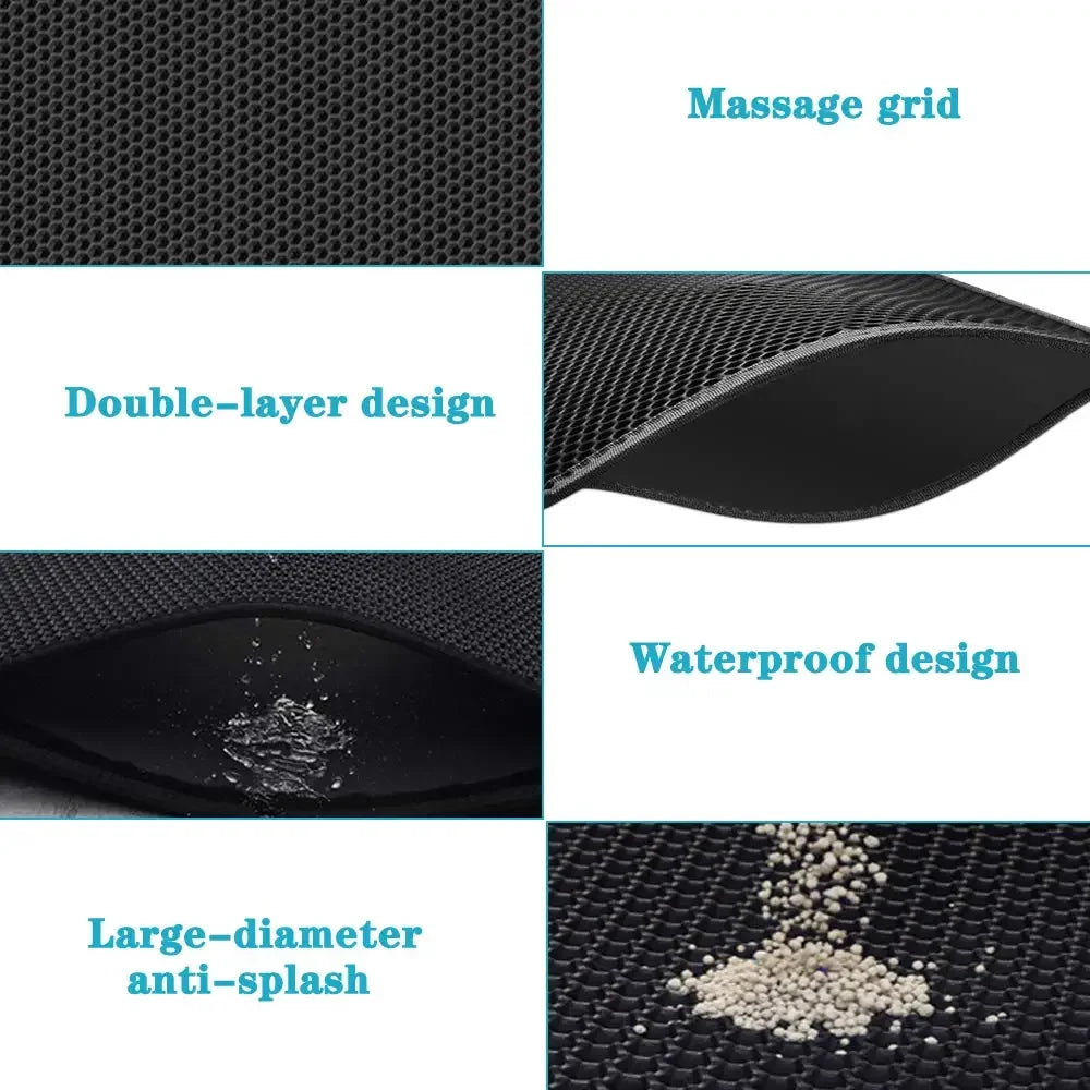 Non-Slip Waterproof Cat Litter Mat – Double Layer & Washable