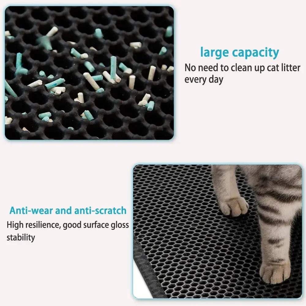 Non-Slip Waterproof Cat Litter Mat – Double Layer & Washable